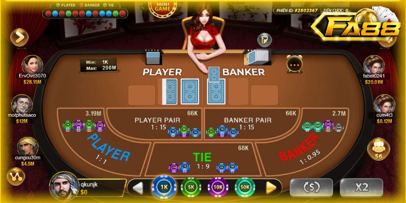 Chơi Baccarat online tại FA88 được rất nhiều người chơi yêu thích
